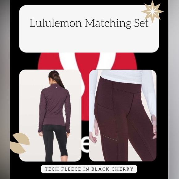 Lululemon Matching Set Toasty Tech Fleece Qtr Zip AND Speed Tech Brushed Tights - Picture 1 of 9